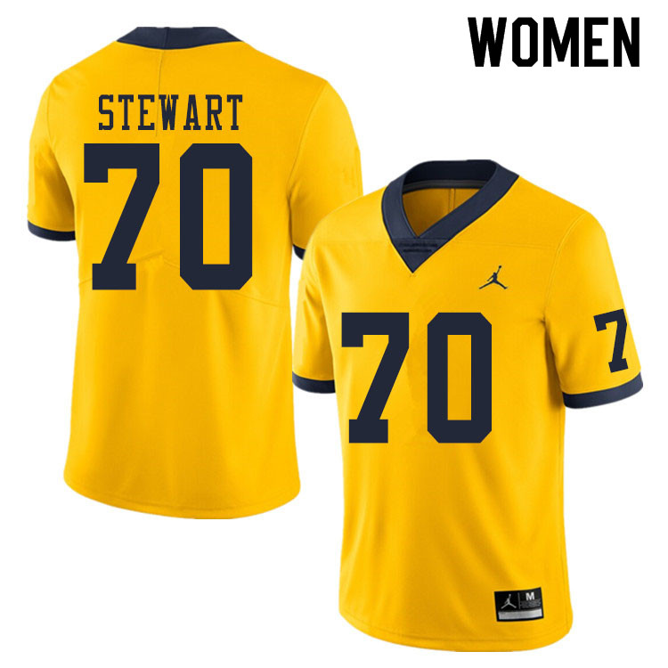 Women #70 Jack Stewart Michigan Wolverines College Football Jerseys Sale-Yellow